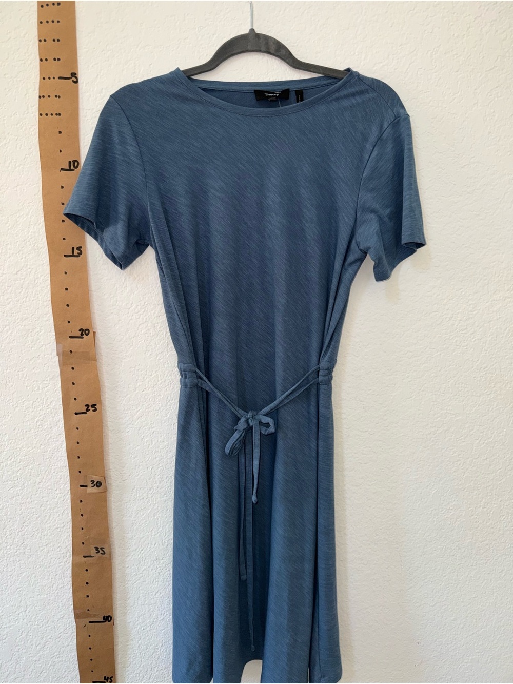 Classic Theory Slate Blue Short-Sleeve Tie-Waist Dress